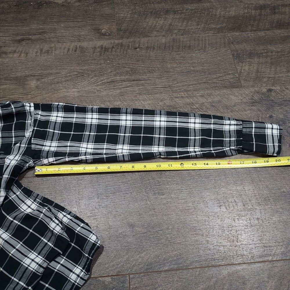 Abercrombie Fitch Women XS Black  White Plaid Long Sleeve Button Shirt Western - Picture 8 of 9
